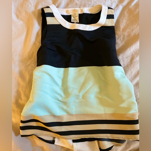 Anthropologie Troubadour Sleeveless Blouse, Size 6P, Black/Green/Cream - Picture 3 of 7